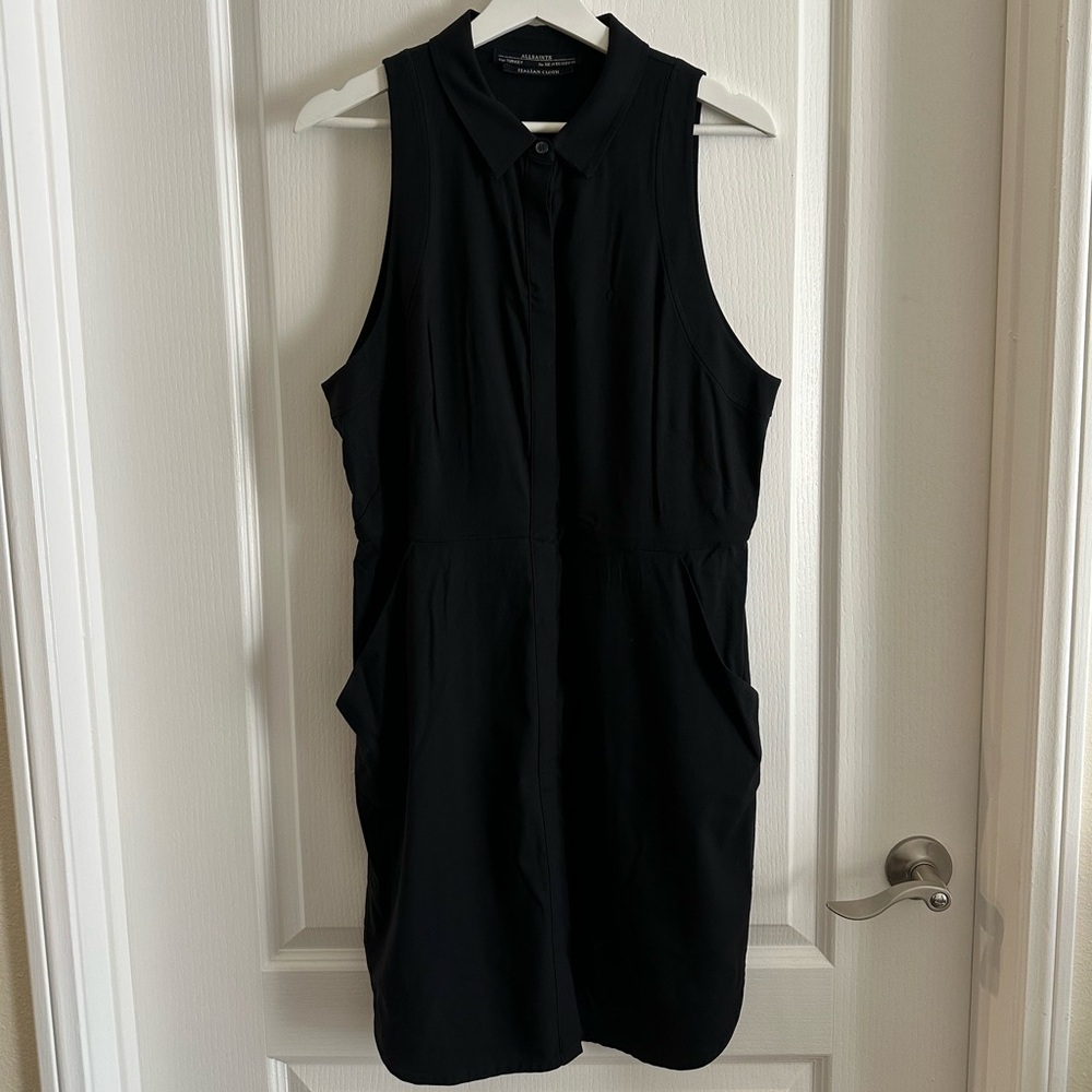[All Saints] Black Midi Dress